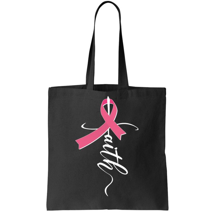 Faith Breast Cancer Awareness Ribbon Tote Bag