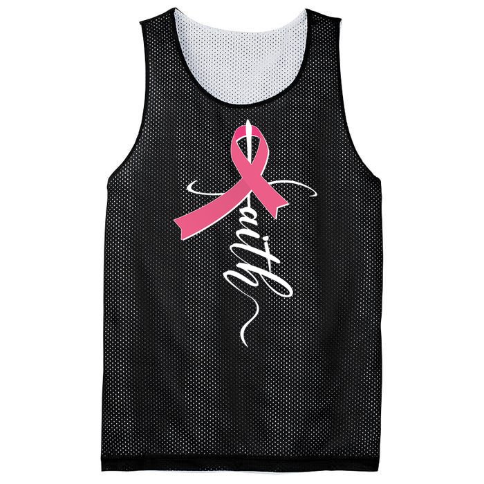 Faith Breast Cancer Awareness Ribbon Mesh Reversible Basketball Jersey Tank