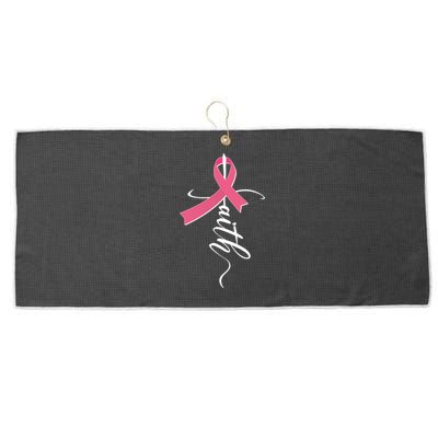 Faith Breast Cancer Awareness Ribbon Large Microfiber Waffle Golf Towel