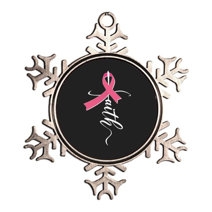 Faith Breast Cancer Awareness Ribbon Metallic Star Ornament