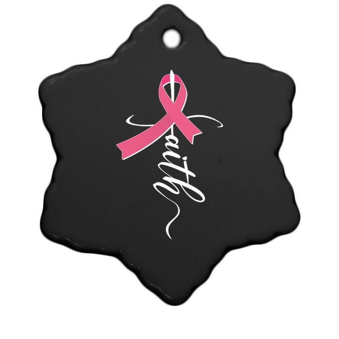 Faith Breast Cancer Awareness Ribbon Ceramic Star Ornament