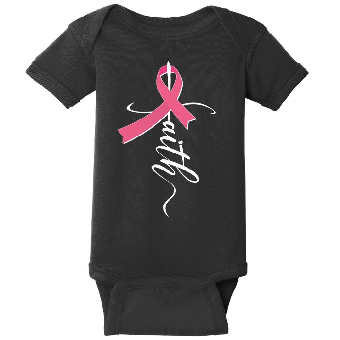 Faith Breast Cancer Awareness Ribbon Baby Bodysuit