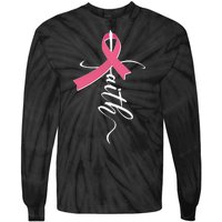 Faith Breast Cancer Awareness Ribbon Tie-Dye Long Sleeve Shirt