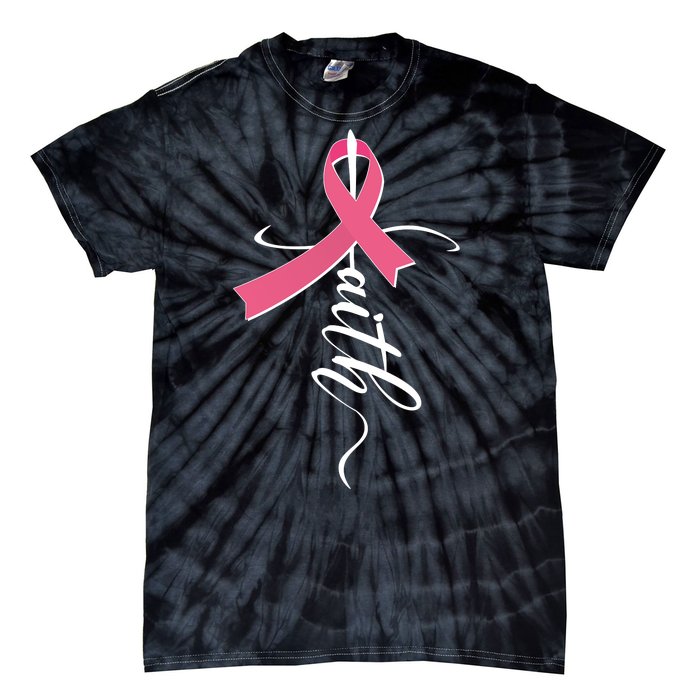 Faith Breast Cancer Awareness Ribbon Tie-Dye T-Shirt