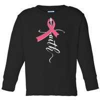 Faith Breast Cancer Awareness Ribbon Toddler Long Sleeve Shirt