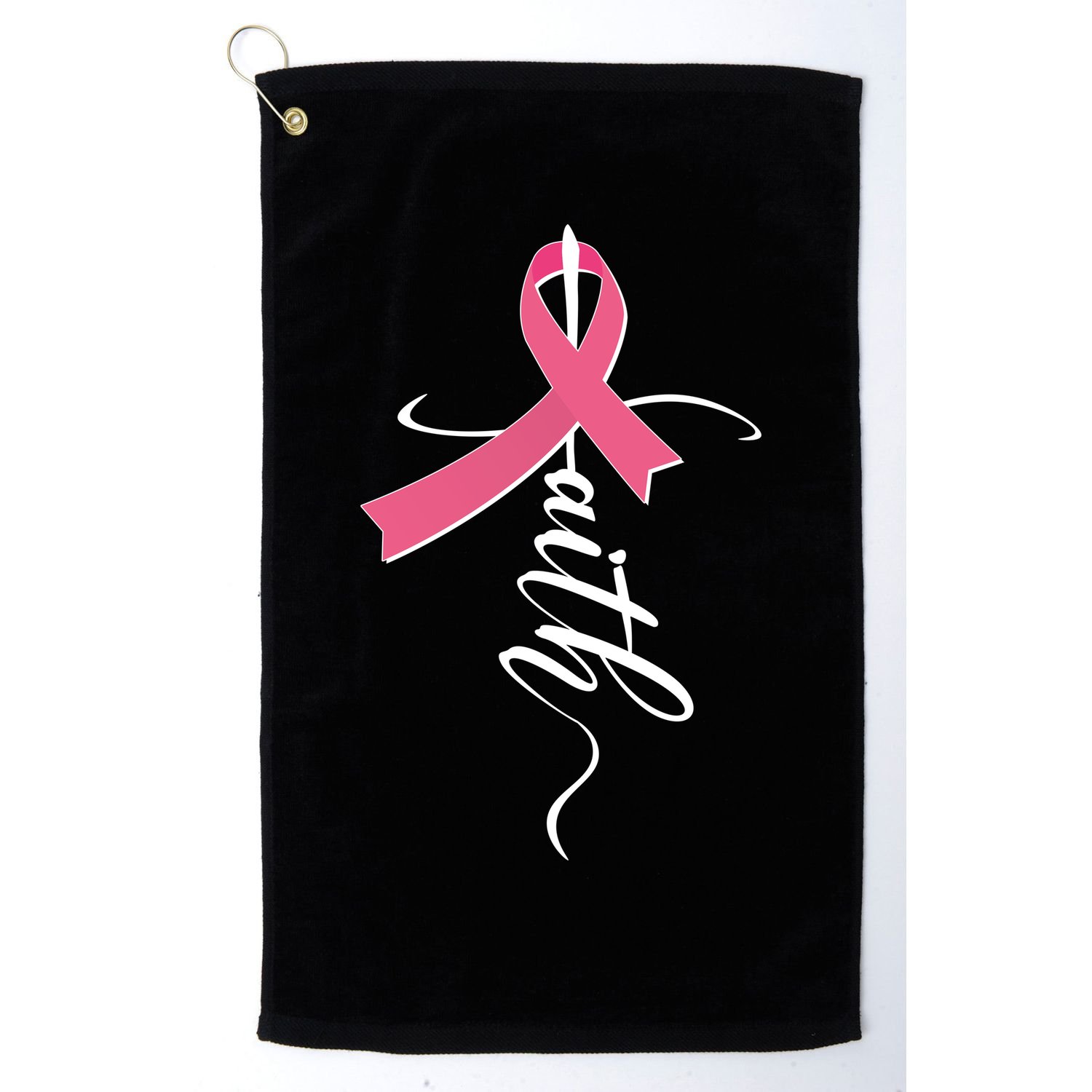 Faith Breast Cancer Awareness Ribbon Golf Towel