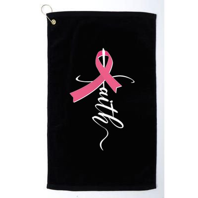 Faith Breast Cancer Awareness Ribbon Platinum Collection Golf Towel