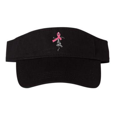 Faith Breast Cancer Awareness Ribbon Valucap Bio-Washed Visor