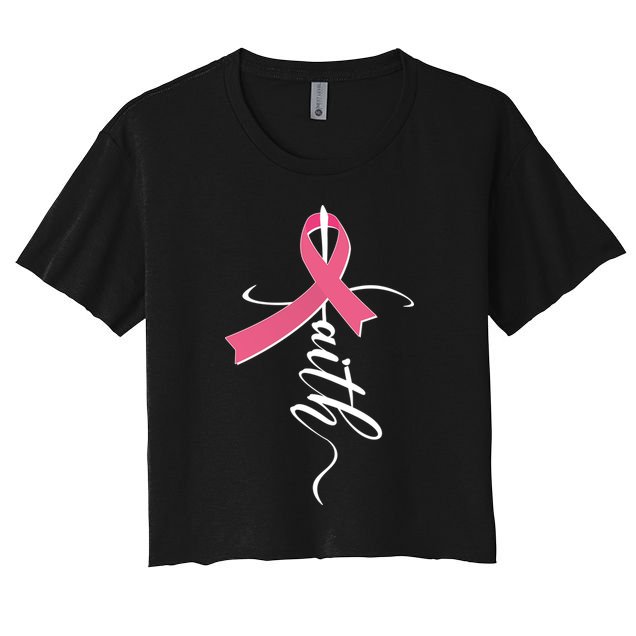 Faith Breast Cancer Awareness Ribbon Crop Top