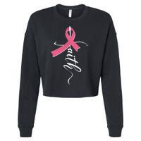 Faith Breast Cancer Awareness Ribbon Cropped Pullover Crew