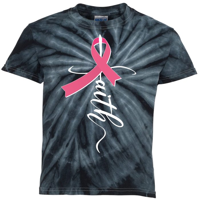 Faith Breast Cancer Awareness Ribbon Kids Tie-Dye T-Shirt