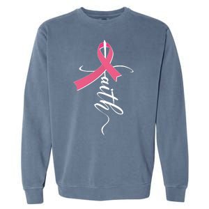 Faith Breast Cancer Awareness Ribbon Garment-Dyed Sweatshirt