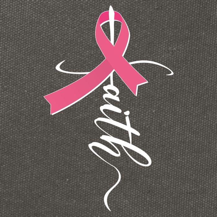 Faith Breast Cancer Awareness Ribbon Cotton Canvas Backpack