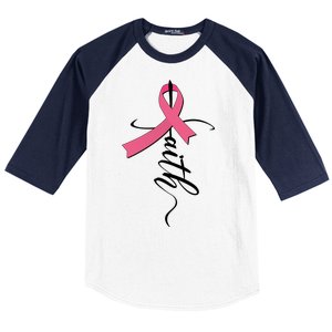 Faith Breast Cancer Awareness Ribbon Baseball Sleeve Shirt