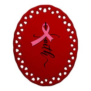 Faith Breast Cancer Awareness Ribbon Ceramic Oval Ornament