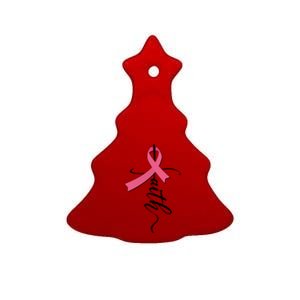 Faith Breast Cancer Awareness Ribbon Ceramic Tree Ornament