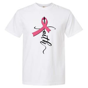 Faith Breast Cancer Awareness Ribbon Garment-Dyed Heavyweight T-Shirt