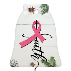 Faith Breast Cancer Awareness Ribbon Ceramic Bell Ornament