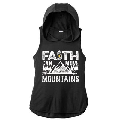 Faith Can Move Mountains - Matthew 17.20 Bible Verse Ladies PosiCharge Tri-Blend Wicking Draft Hoodie Tank