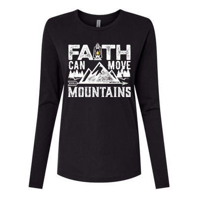 Faith Can Move Mountains - Matthew 17.20 Bible Verse Womens Cotton Relaxed Long Sleeve T-Shirt