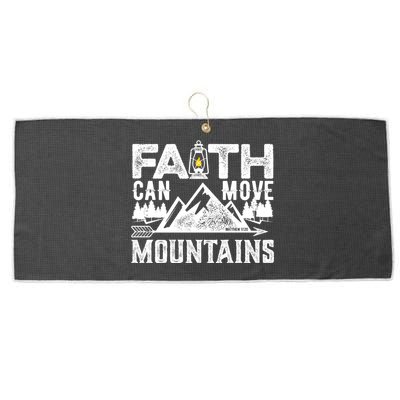 Faith Can Move Mountains - Matthew 17.20 Bible Verse Large Microfiber Waffle Golf Towel