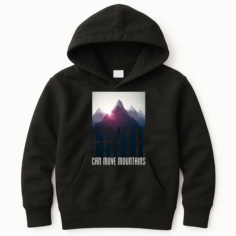 Faith Can Move Mountains - Matthew 17.20 Bible Verse Kids Hoodie