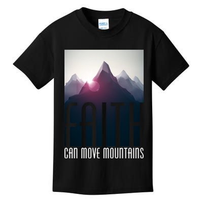 Faith Can Move Mountains - Matthew 17.20 Bible Verse Kids T-Shirt