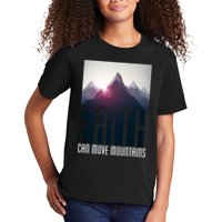 Faith Can Move Mountains - Matthew 17.20 Bible Verse Kids T-Shirt