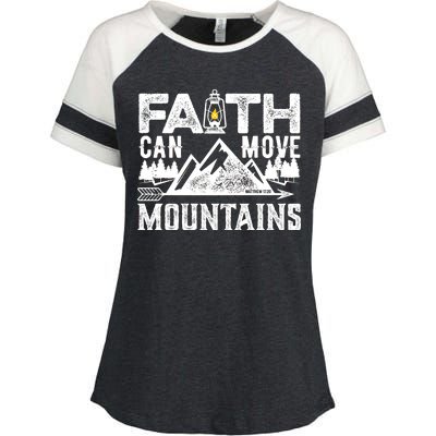 Faith Can Move Mountains - Matthew 17.20 Bible Verse Enza Ladies Jersey Colorblock Tee