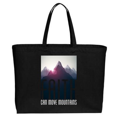 Faith Can Move Mountains - Matthew 17.20 Bible Verse Cotton Canvas Jumbo Tote