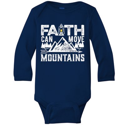 Faith Can Move Mountains - Matthew 17.20 Bible Verse Baby Long Sleeve Bodysuit