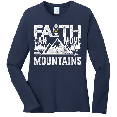 Faith Can Move Mountains - Matthew 17.20 Bible Verse Ladies Long Sleeve Shirt