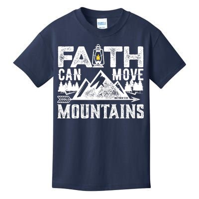 Faith Can Move Mountains - Matthew 17.20 Bible Verse Kids T-Shirt