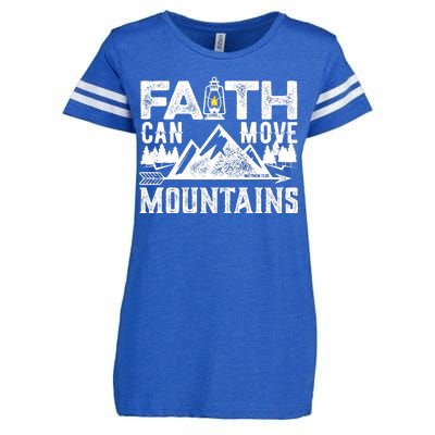 Faith Can Move Mountains - Matthew 17.20 Bible Verse Enza Ladies Jersey Football T-Shirt