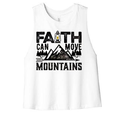 Faith Can Move Mountains - Matthew 17.20 Bible Verse Women's Racerback Cropped Tank