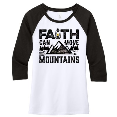 Faith Can Move Mountains - Matthew 17.20 Bible Verse Women's Tri-Blend 3/4-Sleeve Raglan Shirt