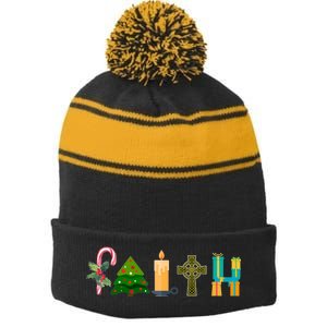 FAITH Christmas Spirit Stripe Pom Pom Beanie