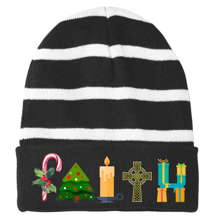 FAITH Christmas Spirit Striped Beanie with Solid Band