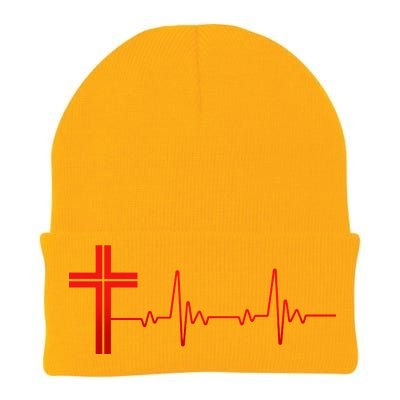 Faith Cross Heartbeat Pulse Knit Cap Winter Beanie