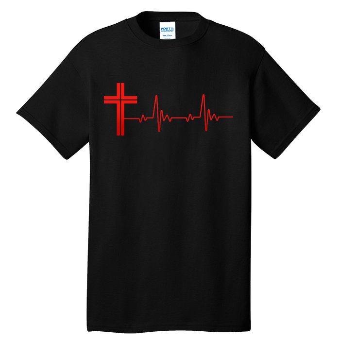 Faith Cross Heartbeat Pulse Tall T-Shirt