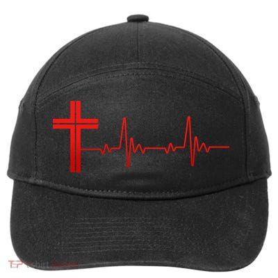 Faith Cross Heartbeat Pulse 7-Panel Snapback Hat