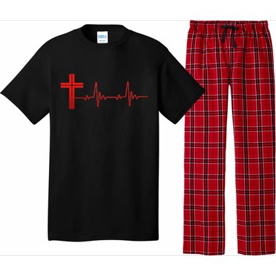 Faith Cross Heartbeat Pulse Pajama Set