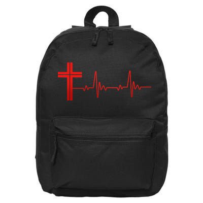 Faith Cross Heartbeat Pulse 16 in Basic Backpack