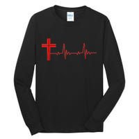 Faith Cross Heartbeat Pulse Tall Long Sleeve T-Shirt