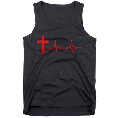 Faith Cross Heartbeat Pulse Tank Top