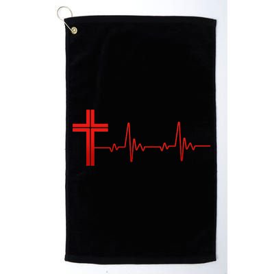 Faith Cross Heartbeat Pulse Platinum Collection Golf Towel