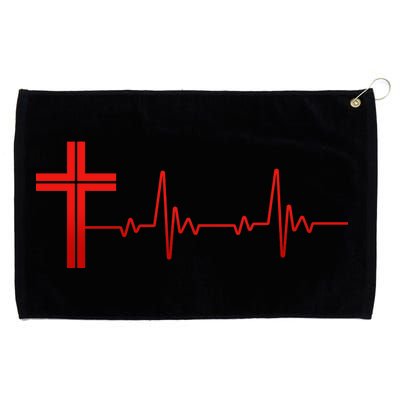 Faith Cross Heartbeat Pulse Grommeted Golf Towel