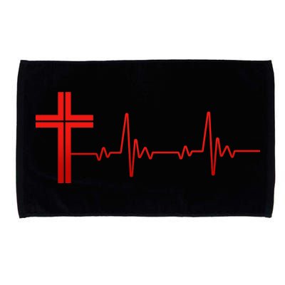 Faith Cross Heartbeat Pulse Microfiber Hand Towel