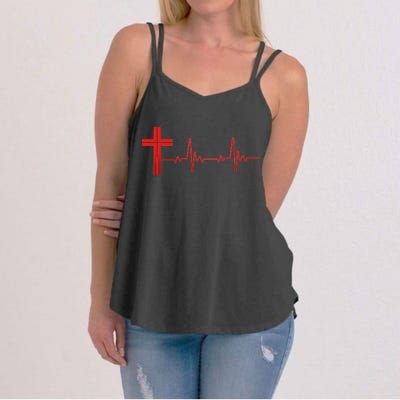 Faith Cross Heartbeat Pulse Women's Strappy Tank