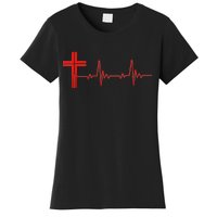 Faith Cross Heartbeat Pulse Women's T-Shirt